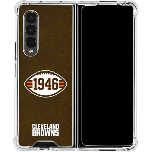 NFL Cleveland Browns Alternate Distressed Galaxy Z Fold4 5G Clear Case